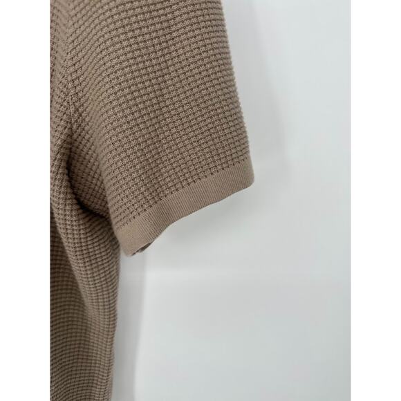 Madewell Mens Johnny Collar Waffle Knit Polo Sweater Size XXL 100% Cotton Stone - Picture 4 of 8